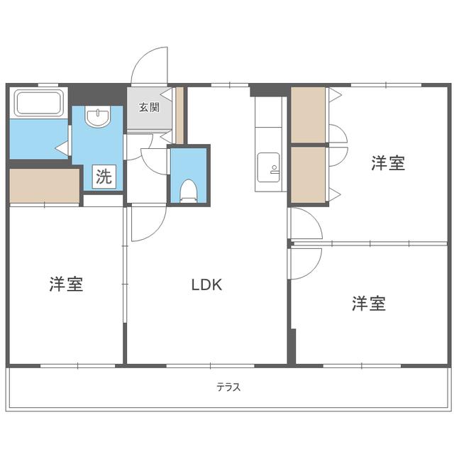 ホワイトヴィラ(3LDK/1階)の間取り写真