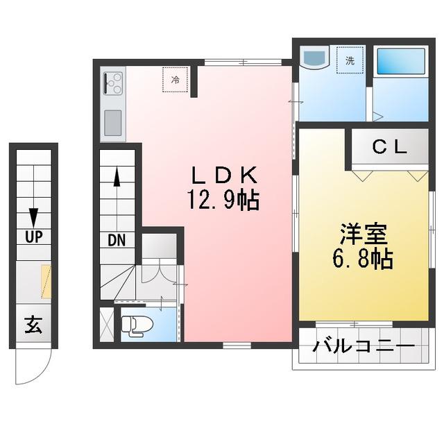 シエル西荻北(1LDK/1階)の間取り写真