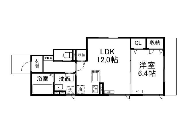ドゥマールI(1LDK/1階)の間取り写真