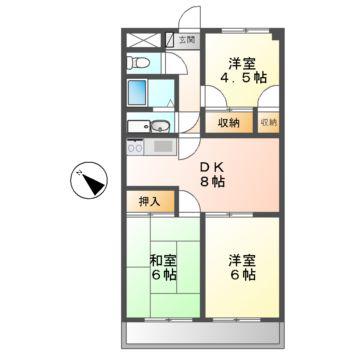 アルトラマンション茄子川B(3DK/7階)の間取り写真