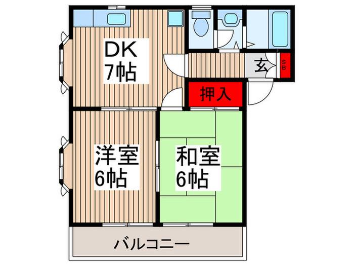エクセレンス椿峰B(2DK/2階)の間取り写真