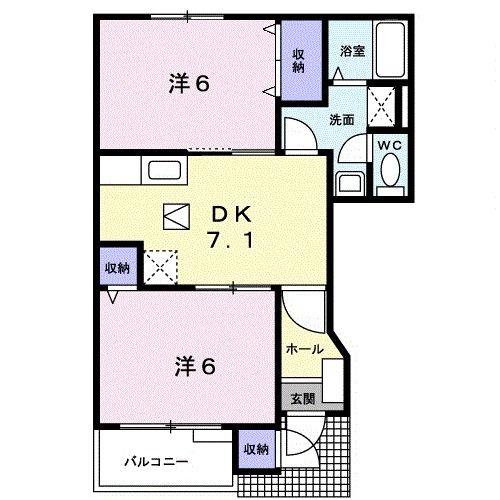 EDELHEIGHTS1号館(2DK/1階)の間取り写真