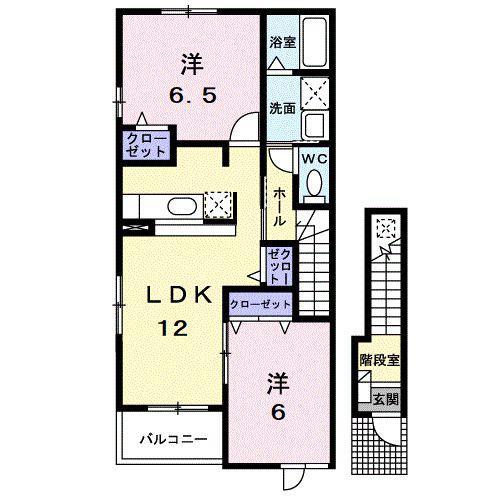 グラシオッソ B棟(2LDK/2階)の間取り写真
