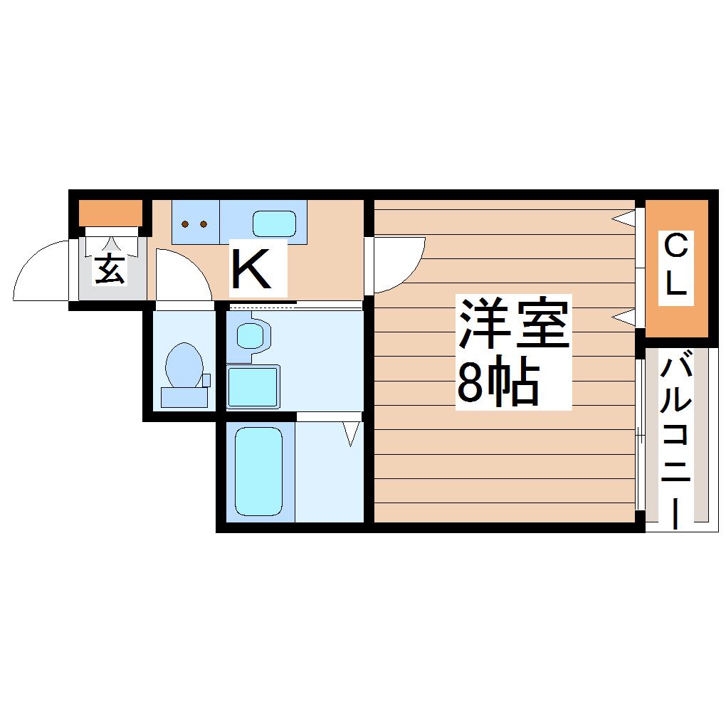 YUKISAI(1K/1階)の間取り写真