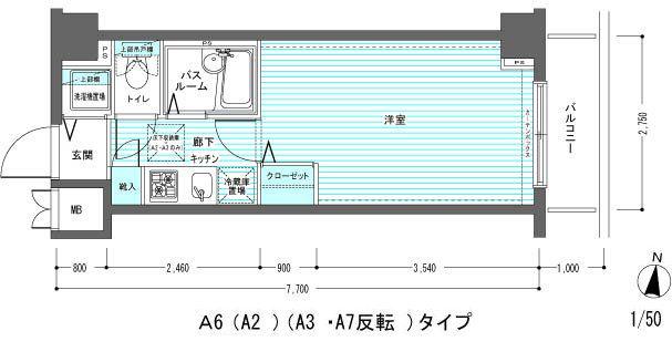 レジディア多摩川(1K/5階)の間取り写真
