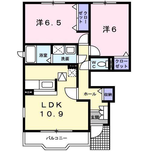 アライブ泉I B(2LDK/1階)の間取り写真
