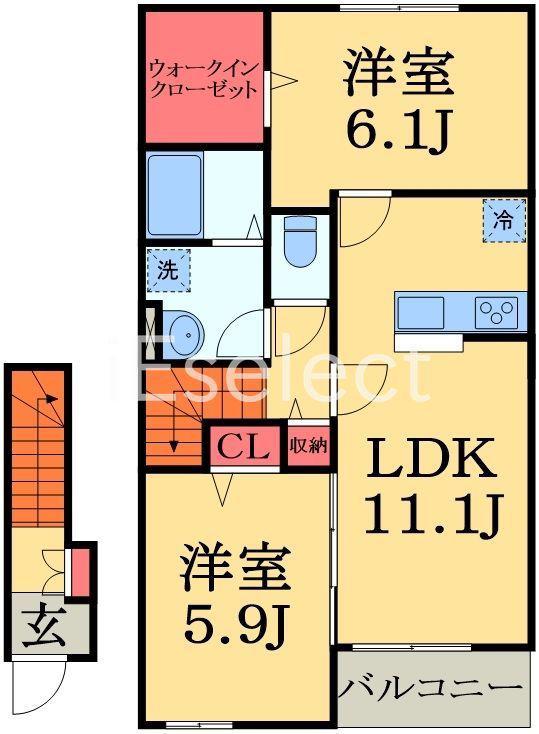 カーサ リザイヤ II(2LDK/2階)の間取り写真