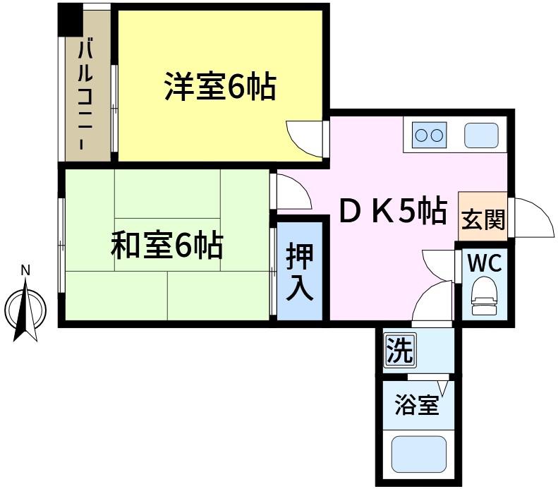 あたらしやマンション(2DK/2階)の間取り写真