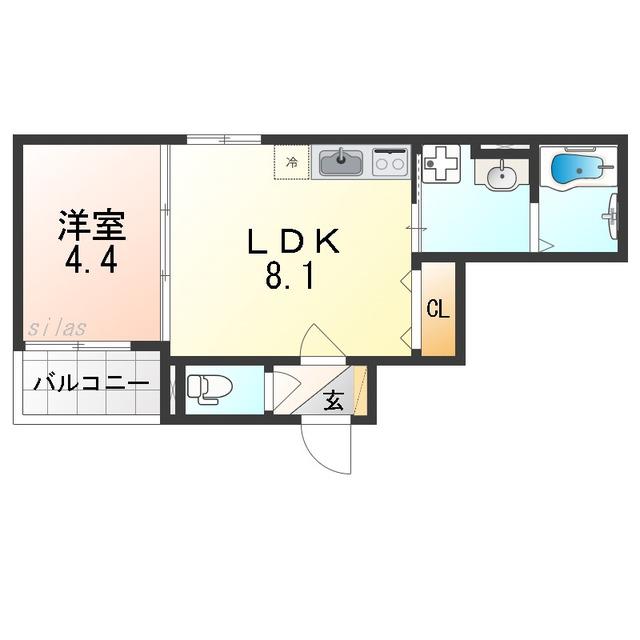 SILAS塚本(1LDK/2階)の間取り写真