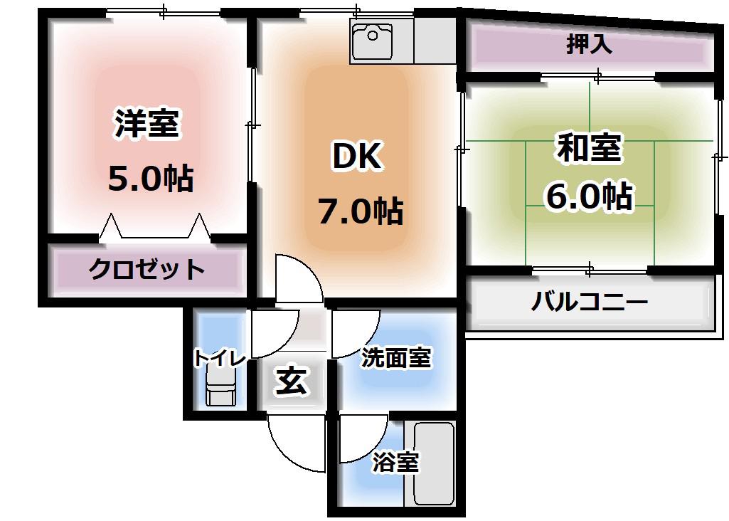 新橋ハーバー(2DK/1階)の間取り写真