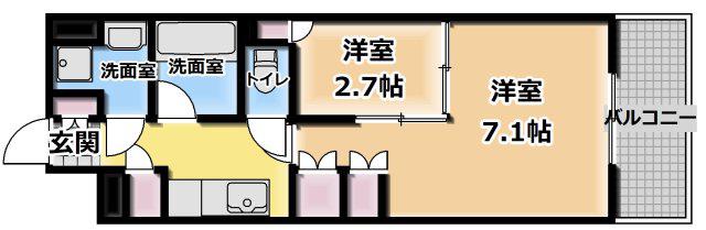 ウエリスアーバン守口(2K/3階)の間取り写真