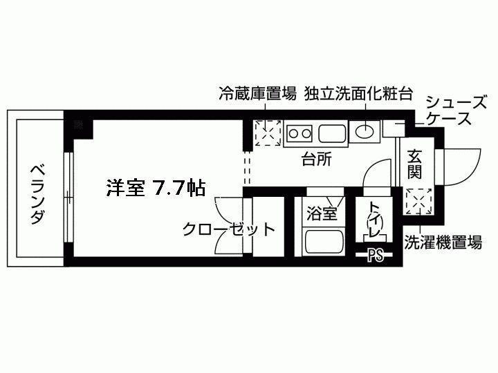 バウスクロス日進竹の山(1K/6階)の間取り写真