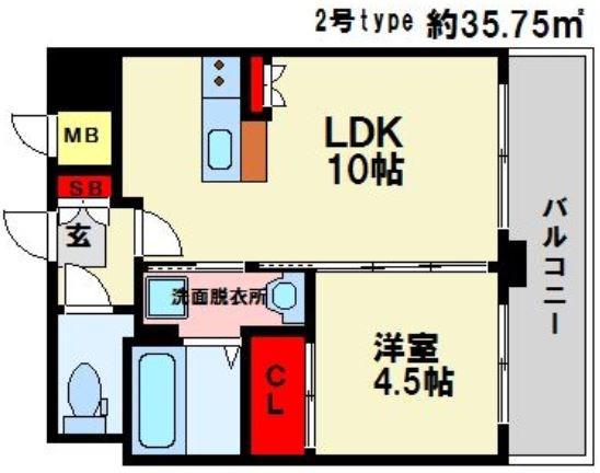 BUREEDS大橋(1LDK/2階)の間取り写真