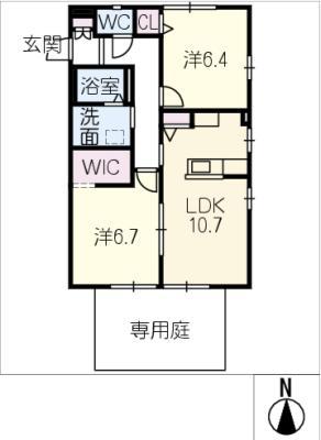 SAIZONCOURT(2LDK/1階)の間取り写真