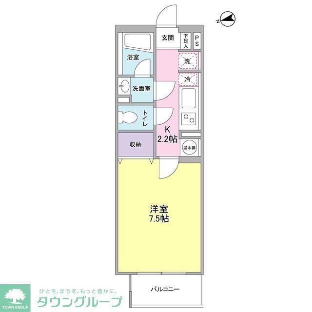 ベルク城山壱番館(1K/2階)の間取り写真