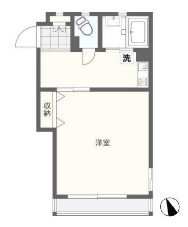 井戸マンション(1DK/2階)の間取り写真