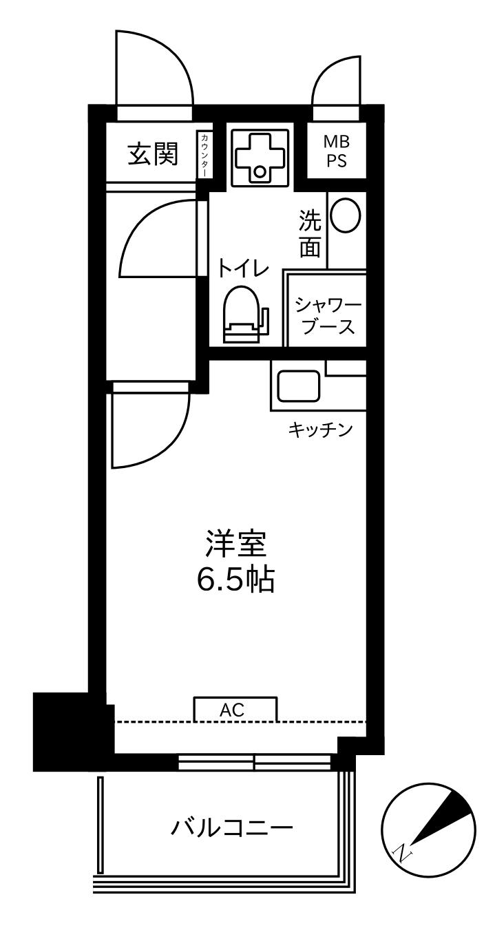 ライオンズマンション拝島第2(ワンルーム/1階)の間取り写真