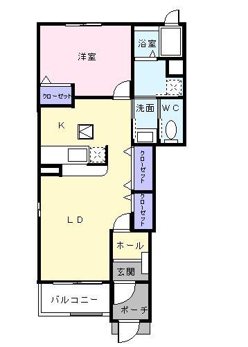 カメーリア・K(1LDK/1階)の間取り写真
