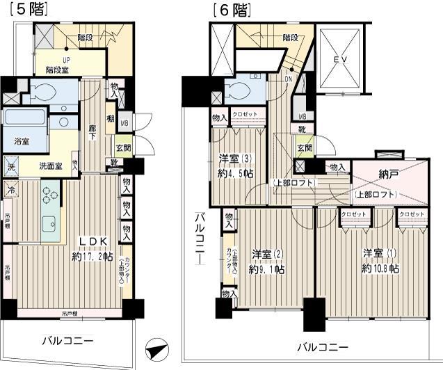 ウィング本牧(3LDK/5階)の間取り写真