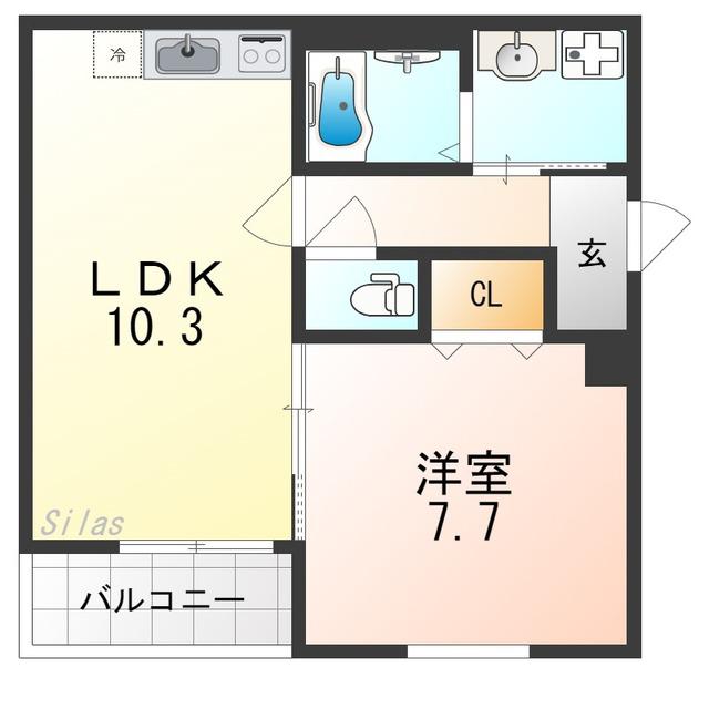 フジパレス奏(1LDK/2階)の間取り写真