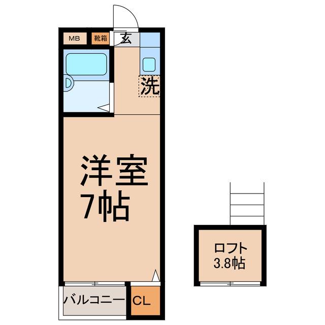 ディライトマンション(ワンルーム/2階)の間取り写真
