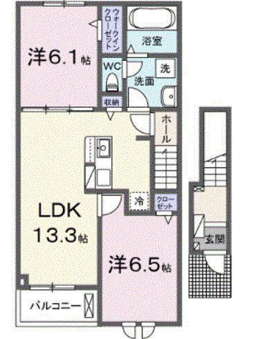 R.N.P レジデンスW I(2LDK/2階)の間取り写真