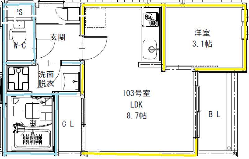 REGALESTフロンティアIII(1LDK/3階)の間取り写真