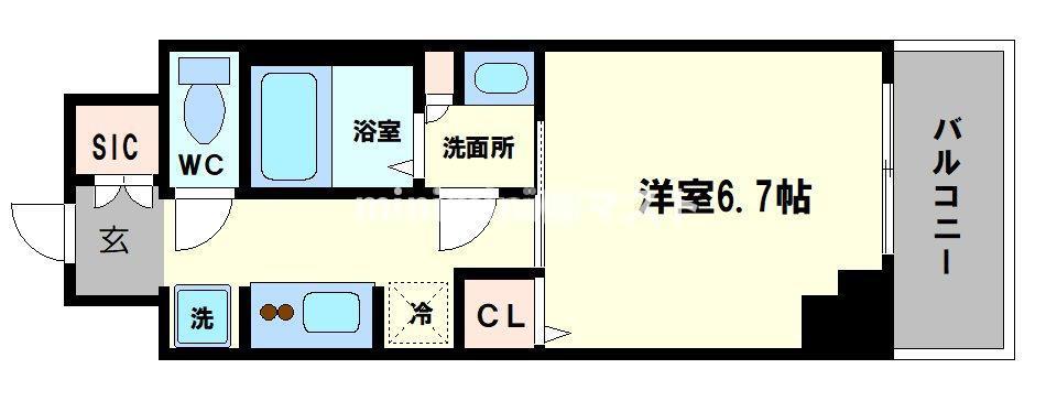 ジオエント新町(1K/3階)の間取り写真