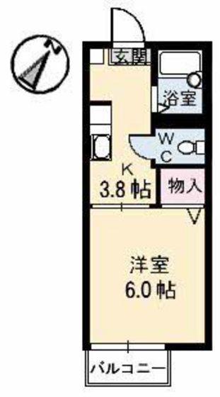 ゆうハイツ(1K/2階)の間取り写真