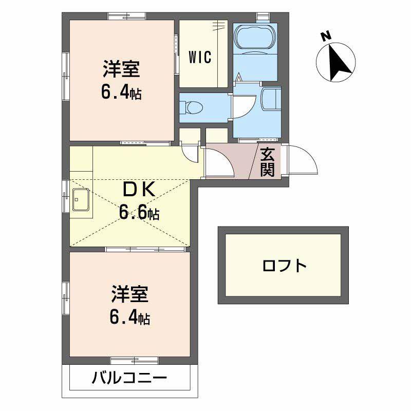 ベルヴュー長束 I番館(2DK/2階)の間取り写真