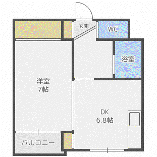 プレサント南8西10(1DK/3階)の間取り写真