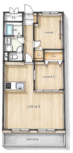 住吉カトレアマンション(2LDK/3階)の間取り写真