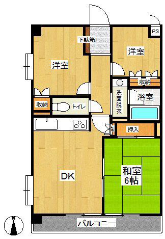 クレール杉田(3DK/3階)の間取り写真