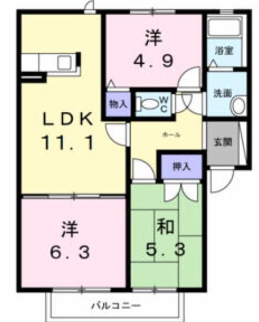 グリーンヴィラ中町(3LDK/2階)の間取り写真
