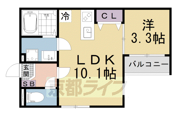 プランドール椥辻(1LDK/3階)の間取り写真