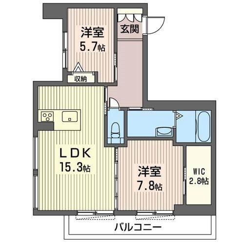 リッシェル・ロンサール(2LDK/3階)の間取り写真