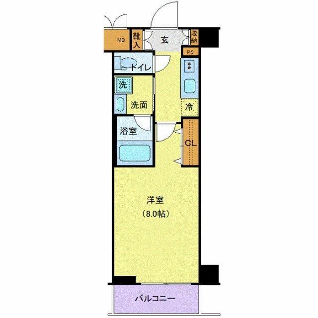 TATSUMIスカイガーデンテラス(1K/5階)の間取り写真