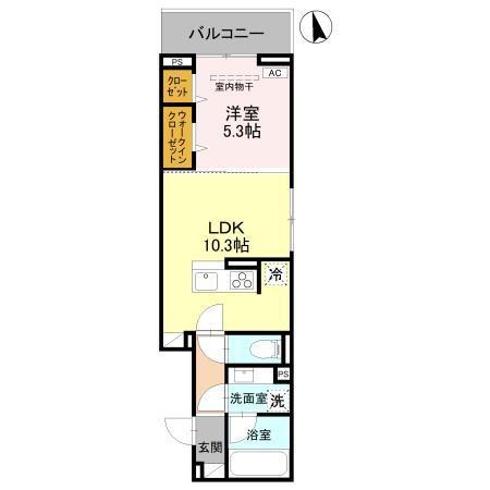 D-ROOM春日部大場(1LDK/3階)の間取り写真