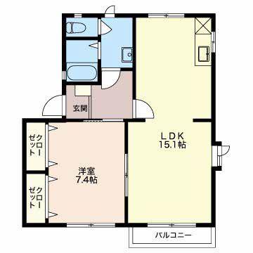 フレグランスよませ(1LDK/2階)の間取り写真