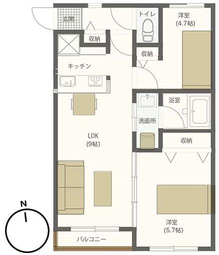 ライズニセコ B棟(2LDK/3階)の間取り写真
