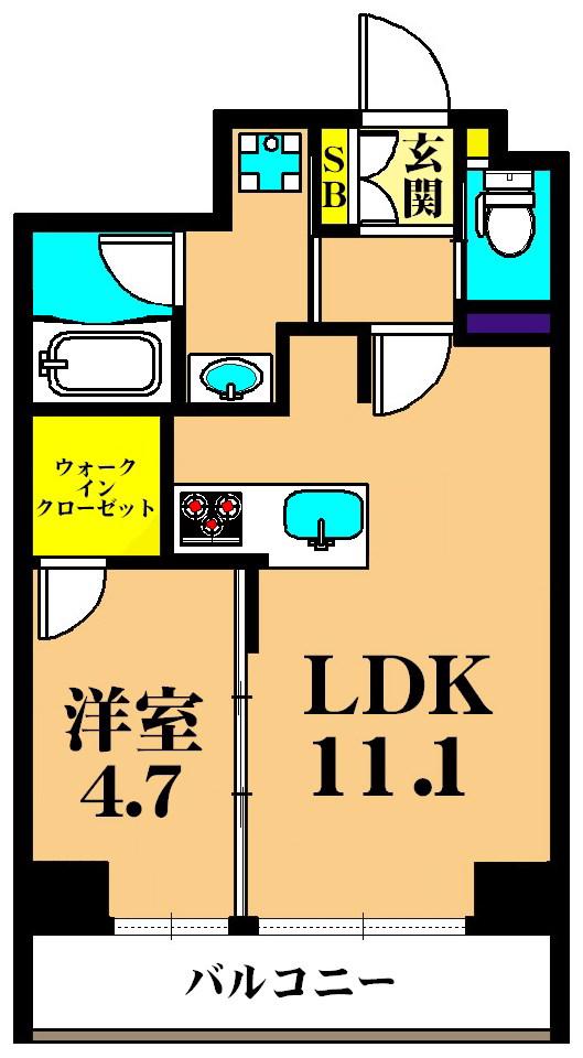 フレンシア大森山王(1LDK/3階)の間取り写真