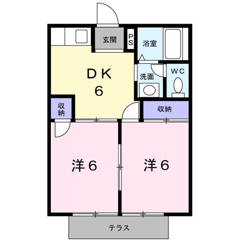 セントラルハイツ(2DK/1階)の間取り写真
