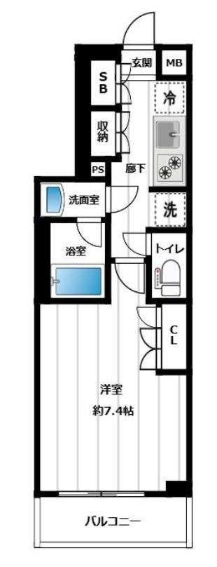イアース小竹向原(1K/4階)の間取り写真