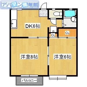 パークタウン(2DK/2階)の間取り写真