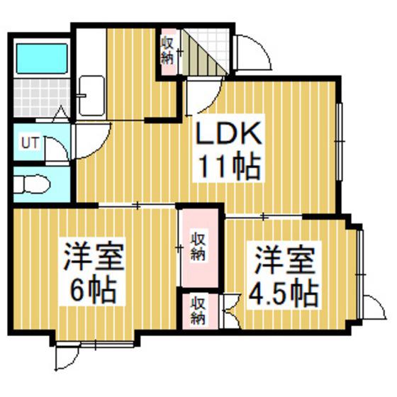 ドムール豊川(2LDK/2階)の間取り写真