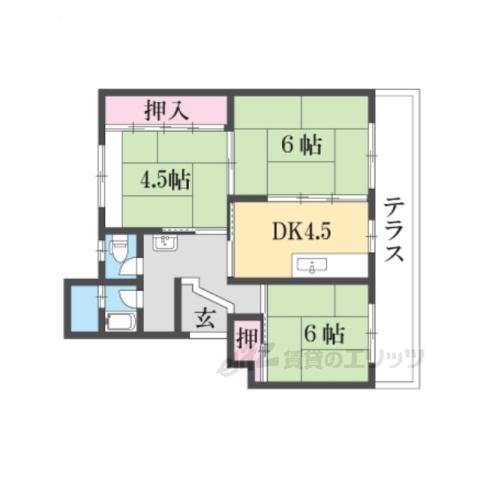 木の岡レフレール(3DK/3階)の間取り写真