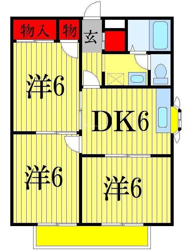 プラウド壱番館(3DK/2階)の間取り写真