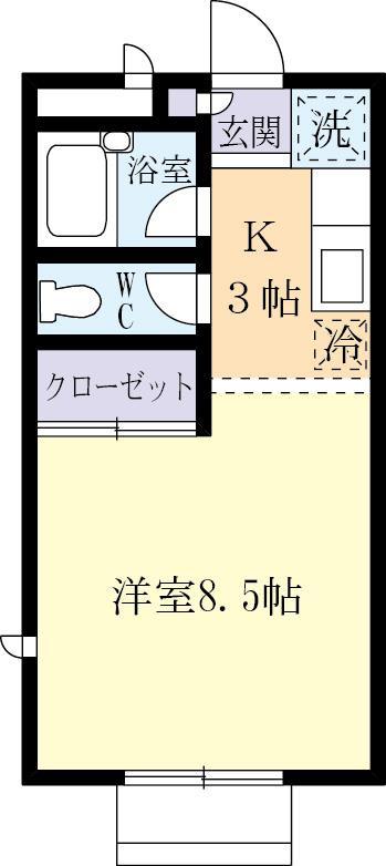 ラ・ヒューゲル松代B(ワンルーム/2階)の間取り写真
