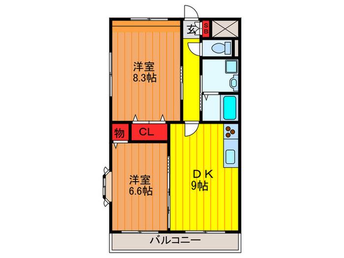 ユートピア中野Ⅱ(2DK/4階)の間取り写真