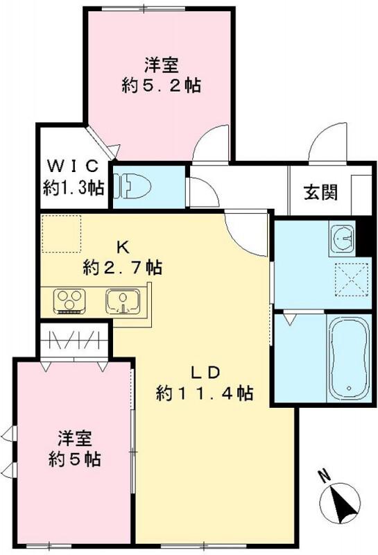 ユアメゾン山科(2LDK/2階)の間取り写真